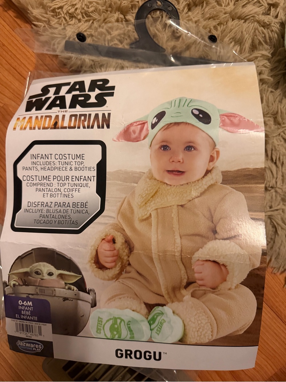 Star Wars Grogu Infant Costume - Green Headpiece & Cream Outfit 0-6M